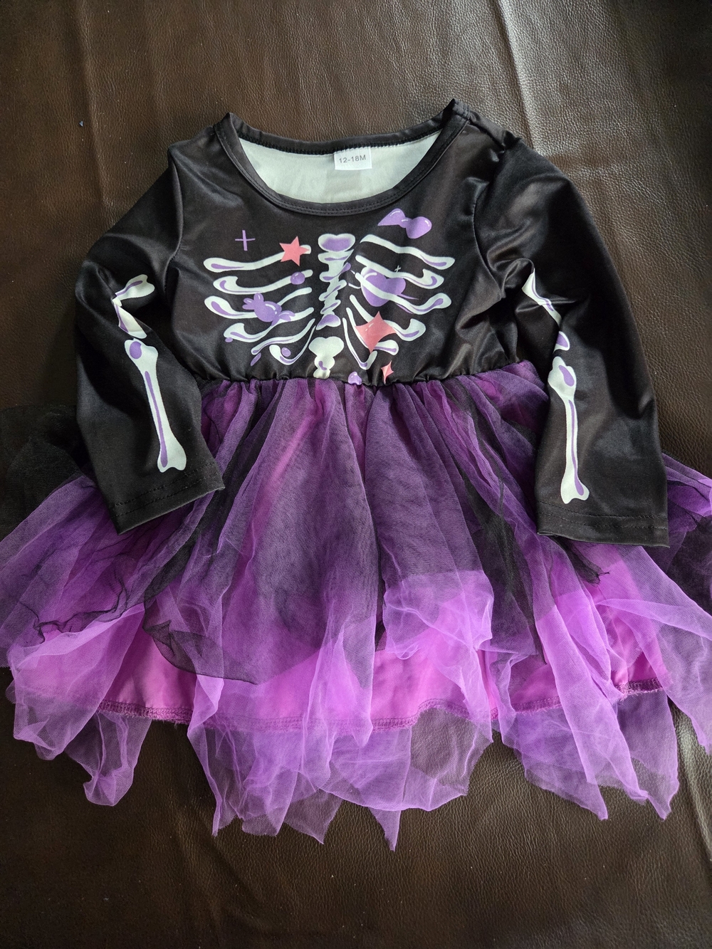 Kids Black & Purple Skeleton Tutu Costume Dress